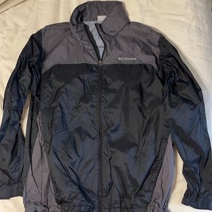 Columbia Rain Jacket, Black and Gray, Size L